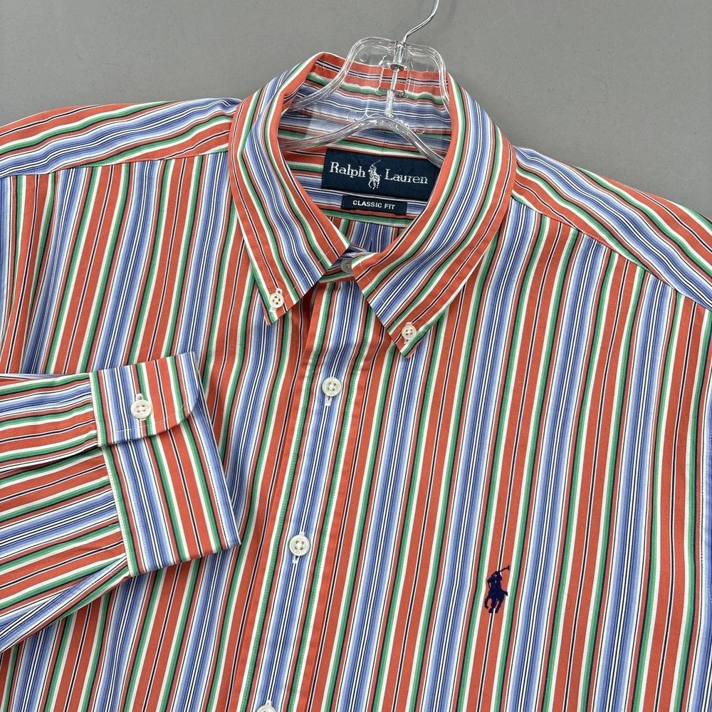 Ralph Lauren Shirt Mens Large Multicolor Blanket Southwest Stripe Classic Button